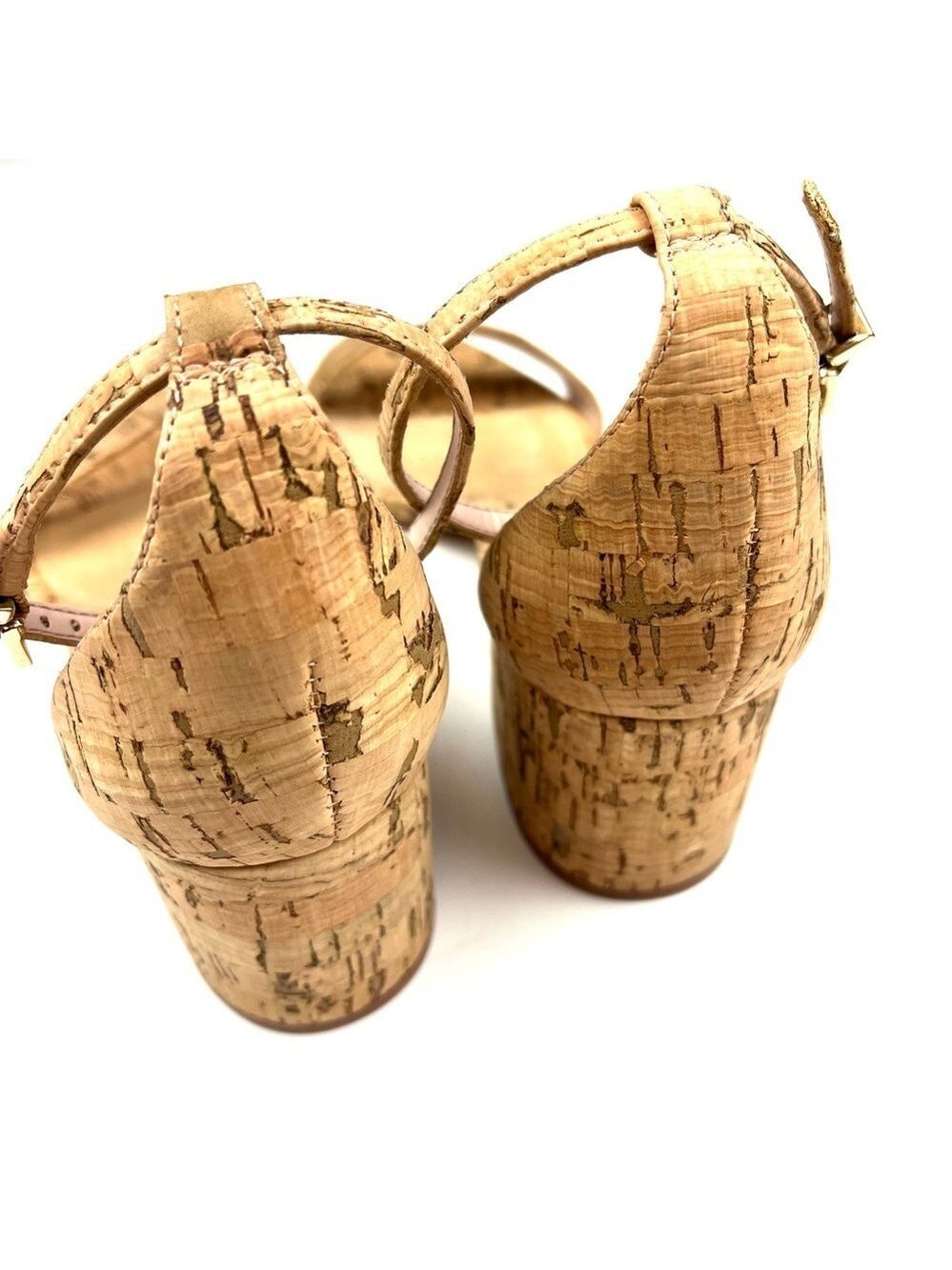 New Schutz Chimes Ankle Strap Block Heel Cork Sandals size 8.5 - Picture 6 of 8